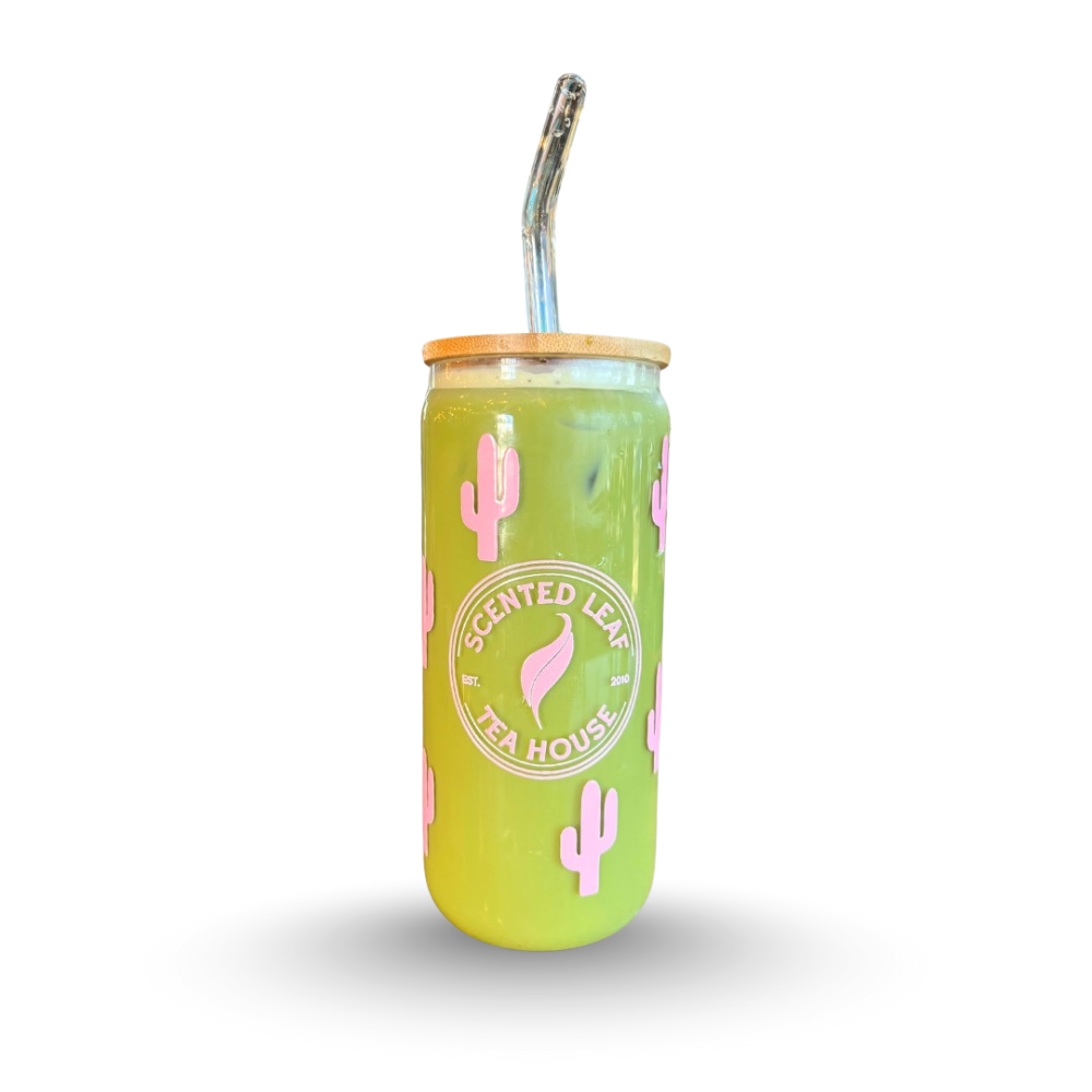 drink shop cactus 20 Oz Pink Saguaro Cactus Glass Tumbler and Stainless Steel Straw – Scented  Leaf Tea House